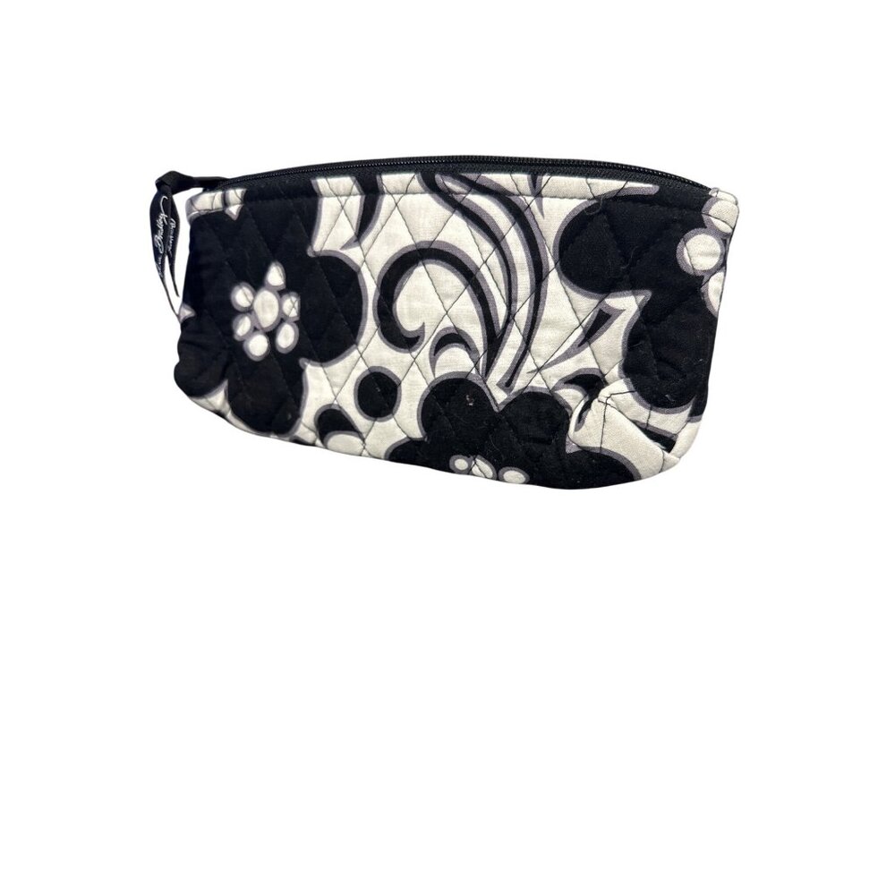 Vera Bradley Quilted Floral Black & White Makeup Bag Organizer Zipper Closure - Picture 2 of 5